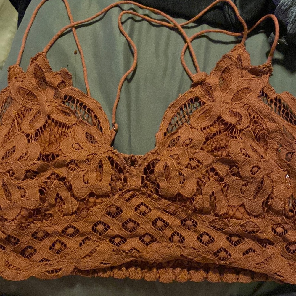Black and burnt orange Free People bralette.